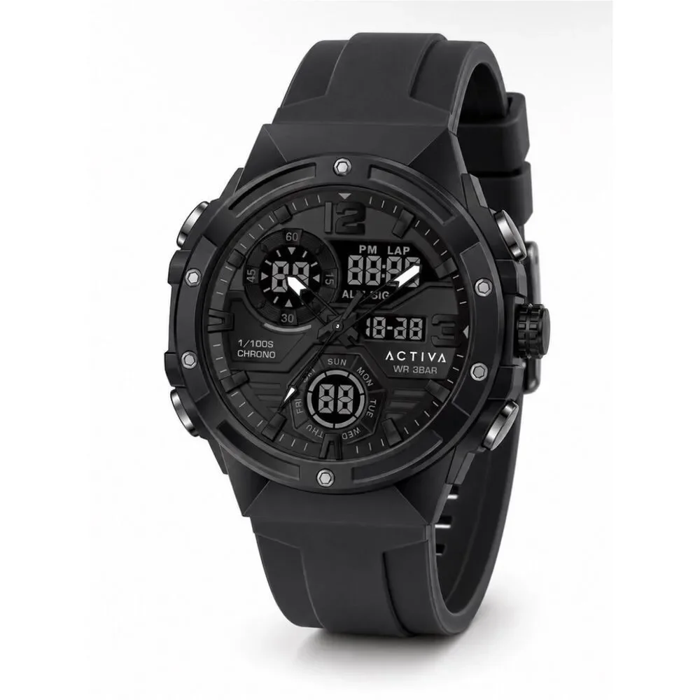 Activa Men's Black Sport Digital-Analog Watch